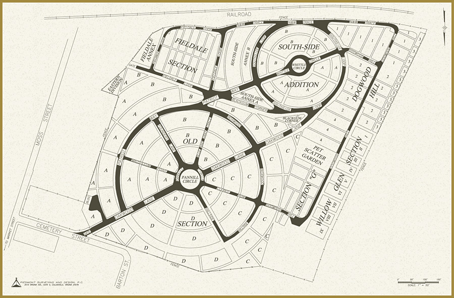 Oakwood Cemetery - Martinsville Virginia - Cemetery Map - Click to Return...
